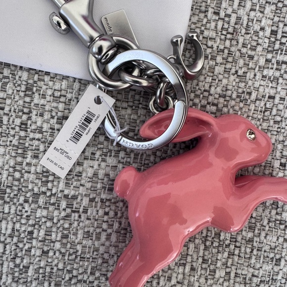 Coach Pink Rabbit Keychain NWT - Picture 2 of 2
